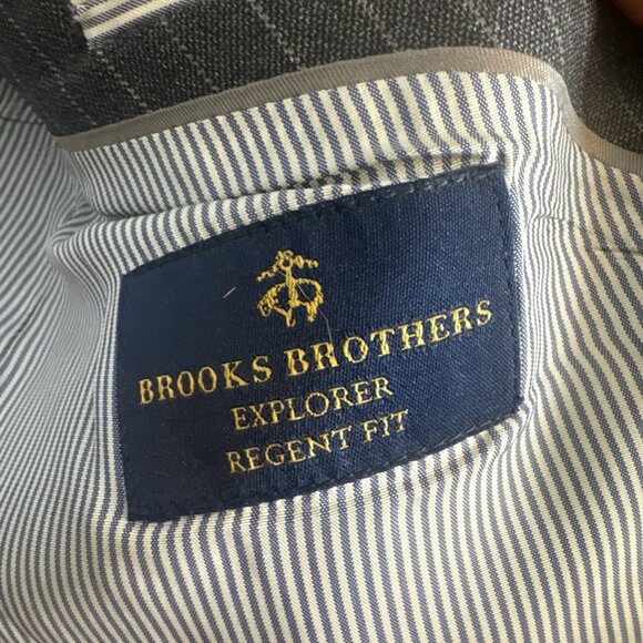 Brooks Brothers Explorer Regent Fit 40R Gray Pinstripe Blazer Jacket - Picture 6 of 11
